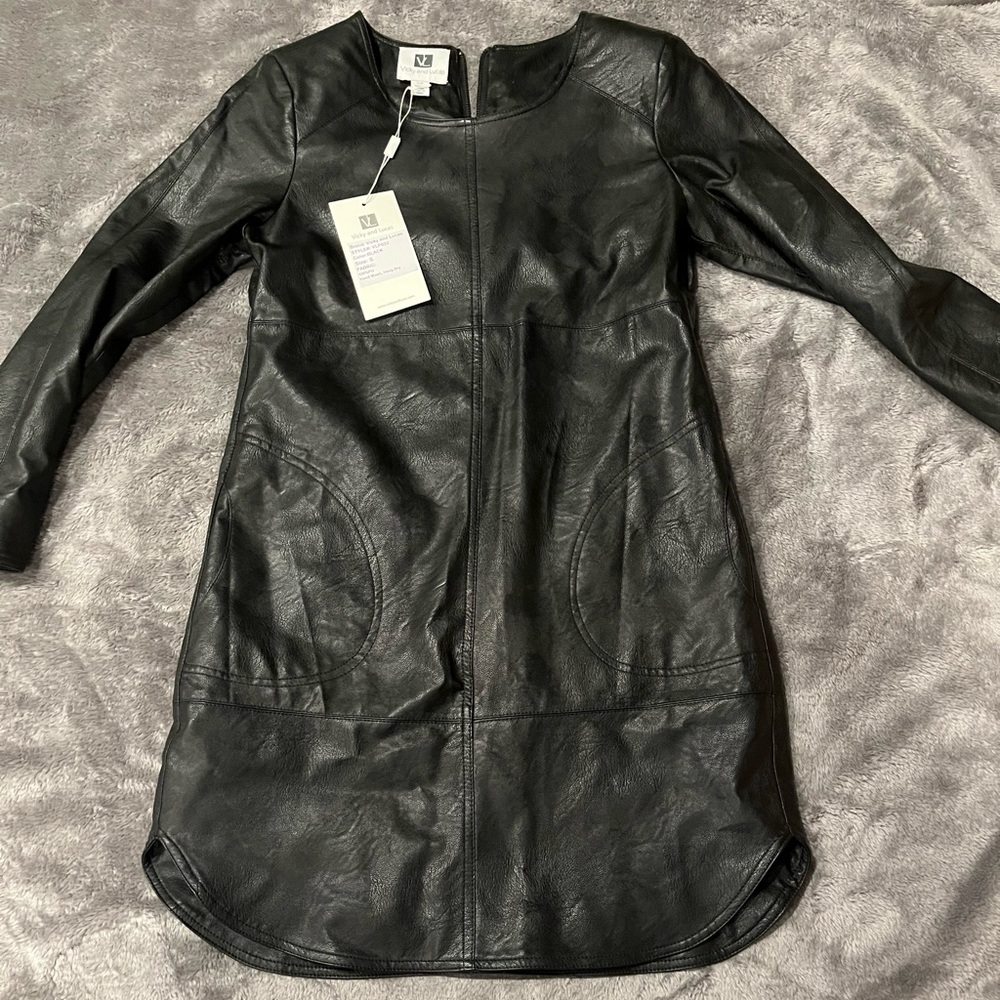 womens vicky and lucas leather dresss size small
